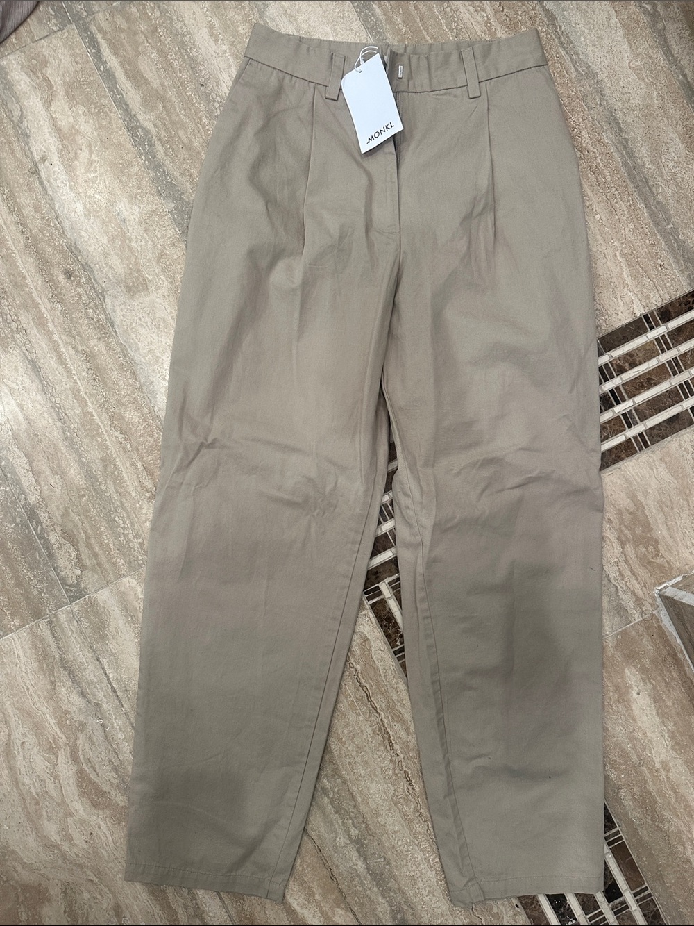 Monki Straight-Leg Chinos in Taupe